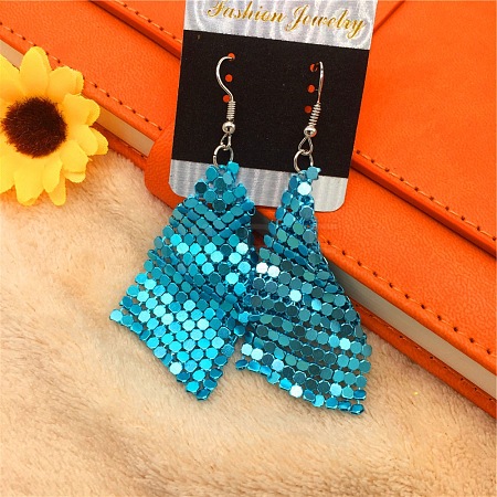 Sparkle Alloy Sequins Rectangle Dangle Earrings for Women NE0138-8-1