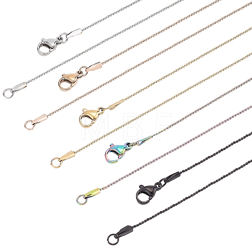 10Pcs 5 Colors 304 Stainless Steel Serpentine Chain Necklaces Set for Men Women NJEW-BC0001-10-1