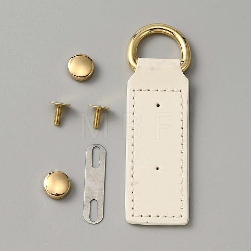 Alloy D Ring Clasps with PU Leather Tab FIND-WH0147-90A-1