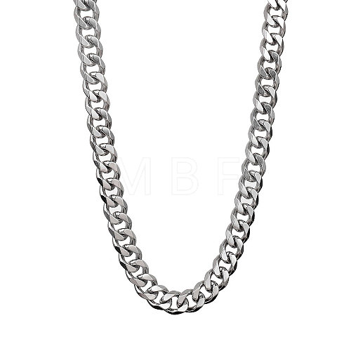 201 Stainless Steel Curb Chain Necklaces NJEW-Q336-12B-P-1