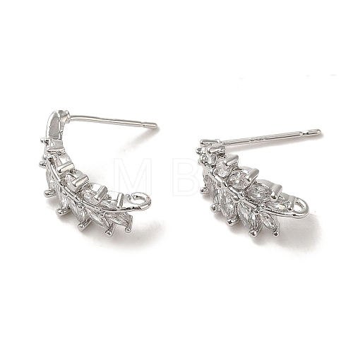 Brass Micro Pave Cubic Zirconia Ear Wire Findings KK-K371-08P-1