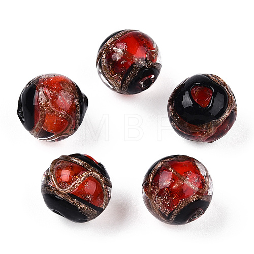 Handmade Gold Sand Lampwork Beads LAMP-T019-8mm-03-1