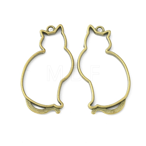 Tibetan Style Alloy Kitten Open Back Bezel Pendants TIBEP-5376-AB-FF-1