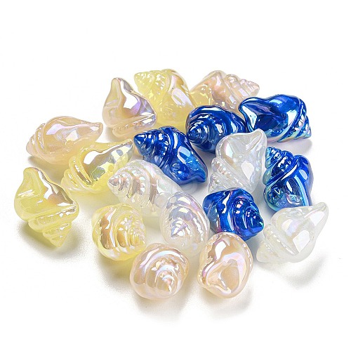 Iridescent Plating Acrylic Beads MACR-K353-19-1