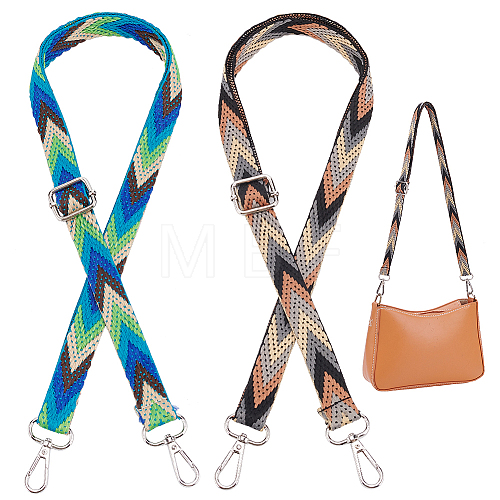 WADORN 2Pcs 2 Colors Arrow Pattern Adjustable Polyester Webbing Bag Straps PURS-WR0001-24B-1