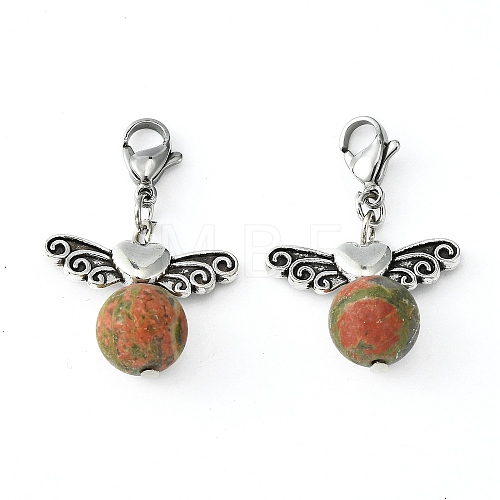 Natural Unakite Pendants HJEW-JM00320-07-1