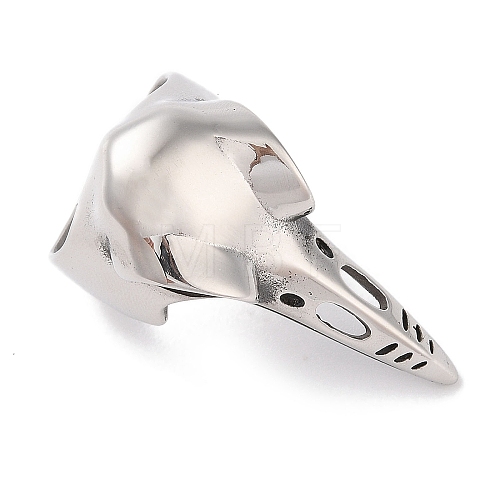 Non-Tarnish Viking 304 Stainless Steel Crow Head Finger Rings for Mens RJEW-U005-14P-1