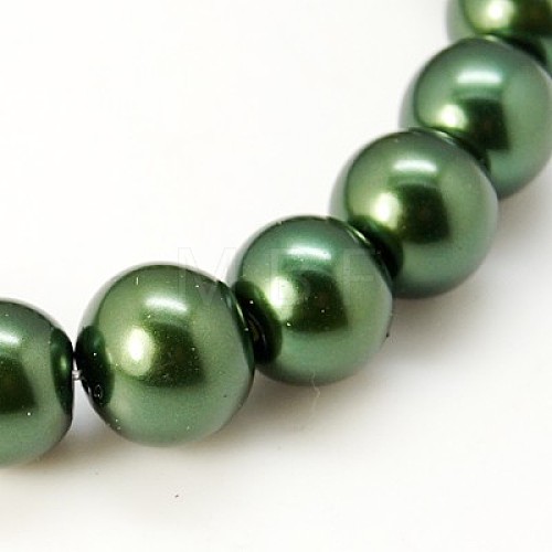 Pearlized Glass Pearl Round Beads Strands X-HY-10D-B59-1