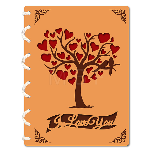 Wooden Commemorative Cards Book WOOD-WH0045-04-1