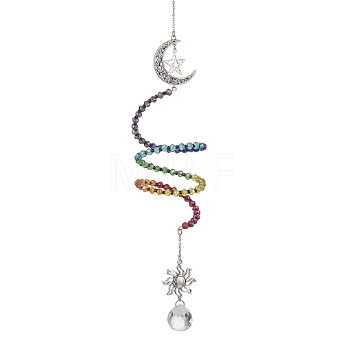 Glass Spiral Pendant Decorations HJEW-TA00269-1