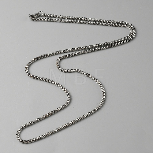 Stainless Steel Box Chain Necklace for Men Women NJEW-TAC0007-13-1