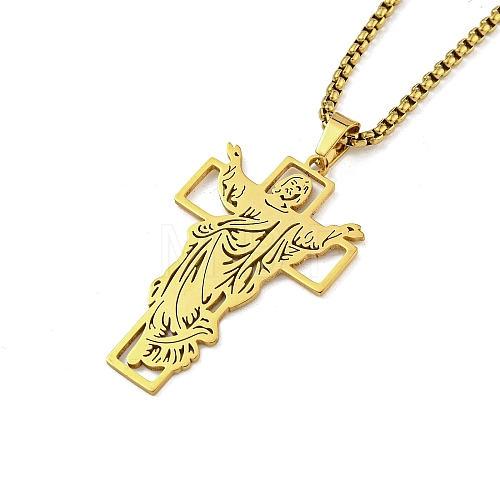 Vacuum Plating 201 Stainless Steel Pendant Necklaces for Man NJEW-Q336-03D-G-1