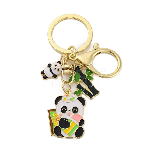 Rack Plating Panda Zinc Alloy Enamel Pendant Keychain KEYC-G064-01C-1