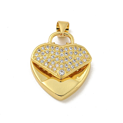 Brass Micro Pave Cubic Zirconia Pendants KK-N254-135C-G-1