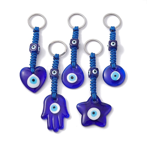 Handmade Evil Eye Lampwork Pendant Keychains KEYC-JKC00571-1