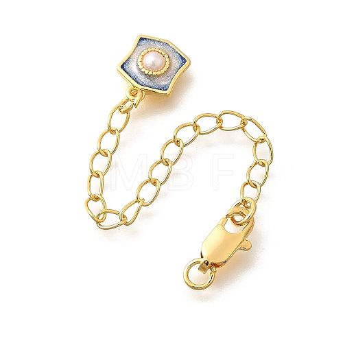 Brass ABS Imitation Pearl Ends with Chain KK-K398-10G-1