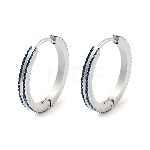 304 Stainless Steel Textured Huggie Hoop Earrings for Women EJEW-C096-35B-1