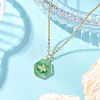 Brass Enamel Green Hexagon with Bee Pendant 304 Stainless Steel Cable Chain Necklaces for Women NJEW-JN05994-1