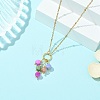 Natural Multicolor Tourmaline Dice Beaded Tassel Pendant 304 Stainless Steel Satellite Chain Necklaces for Women NJEW-JN06450-01-1