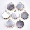 Natural Black Lip Shell Pendants SSHEL-R045-10-1