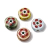 Flat Round Handmade Floral Porcelain Beads PR-CBA03B0-02-2