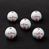 Printed Natural Wood European Beads LS-WOOD-C015-02-3