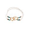 Glass Seed Beads & Alloy Heart Link Anklets WGBE152-01-2