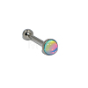 304 Stainless Steel Enamel Flat Round Straight Barbell Piercing Tongue Rings for Women Men WG3BA20-20-1