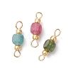Natural Mixed Stone Faceted Cube Connector Charms PALLOY-JF05037-3