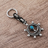Vintage Men's 304 Stainless Steel & Resin Synthetic Turquoise Keychains JC3648-1