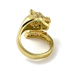 Rack Plating Brass Micro Pave Cubic Zirconia Leopard Finger Ring RJEW-A036-01G-3