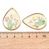Brass & Transparent Epoxy Resin & Dried Flower Pendants RESI-G133-02G-4