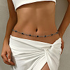 Black Plastic Round Beads Alloy Link Waist Chains for Women WG2B6F3-01-4