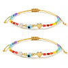 2Pcs Handmade Plastic Beads Braided Bead Bracelets for Women QJ4074-1-1