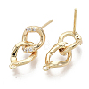 Brass Micro Pave Clear Cubic Zirconia Stud Earring Findings KK-N230-20-NF-3