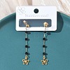304 Stainless Steel Glass Tassel Stud Earrings EJEW-G453-05G-01-1