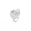 Non-Tarnish 304 Stainless Steel Flat Round with Initial Letter Open Cuff Ring for Men Women RJEW-S405-246P-O-3