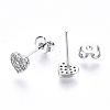Brass Micro Pave Clear Cubic Zirconia Stud Earrings EJEW-T046-26P-NF-3