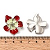 Brass Enamel Flower Stud Earrings EJEW-P322-03P-5