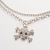 Skull and Crossbones Alloy Rhinestone Charm Multi-strand Anklets AJEW-AN00092-01-2