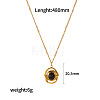 Natural Obsidian Oval Pendant 304 Stainless Steel Chain Necklaces for Women FS-WGE9101-09-1