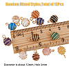 1 set Natural & Synthetic Mixed Gemstone Copper Wire Wrapped Round Charms G-FH0002-08-2