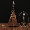 Wood Witch Broom with Synthetic Amethyst Pendant Decorations AUTO-PW0001-15E-1