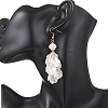 Petaline with Shell Shape Glass Seed & ABS Imitation Pearl Dangle Earrings EJEW-MZ00672-2