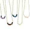 Natural Mixed Gemstone Column Round Beaded Pendant 304 Stainless Steel Cable Chains Necklaces for Women NJEW-JN06094-2