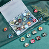 30pcs 10 color Platinum Plated Brass Glass Flat Round with Tree Jewelry Snap Buttons SNAP-SC0001-01-NR-7