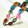 Dyed Natural Agate Cuboid Graduated Beaded Necklaces with Alloy Clasps NJEW-C113-01E-3