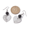 304 Stainless Steel Geometry Dangle Earrings with Natural Lava Rock Round Beaded EJEW-JE05610-3