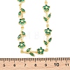 Brass Pave Cubic Zirconia Flower Link Chain Necklaces KK-CBA4547-18G-03-4