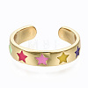 Brass Enamel Cuff Rings RJEW-S045-075-NR-4